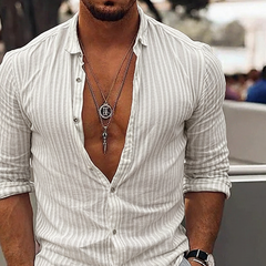 Men's Ribbed Textured Collar Long-Sleeve Shirt MTA2259K2X