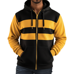 Men's Retro Color Block Striped Zip-Up Hooded Sweatshirt MTA0307K5P