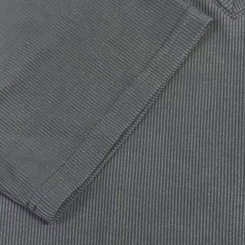 Men's Casual Ribbed Cotton Blend V-neck Slim Fit Short-sleeved T-shirt 51265184M