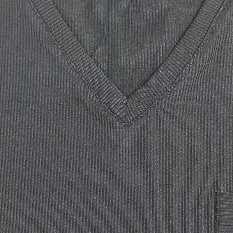 Men's Casual Ribbed Cotton Blend V-neck Slim Fit Short-sleeved T-shirt 51265184M