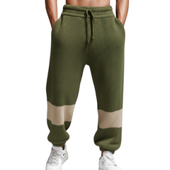 Men's Classic Casual Elastic Waistband Tapered Leg Color-blocked Knit Trousers MTA0604K5K