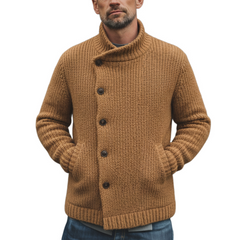 Men's Classic Stand-up Collar Slanted Placket Button-down Cardigan MTA0450L0K