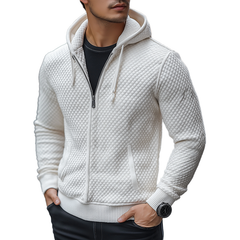 Men's Stylish Minimalist Waffle Textured Cotton Blend Hooded Sweatshirt MTA0573K6P