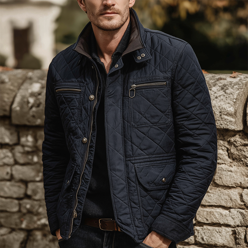 Men's Winter Vintage Cotton Quilted Stand Collar Jacket MTA1515J0P