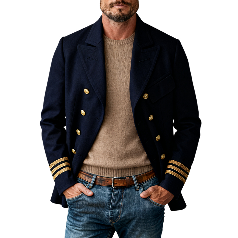 Men's Blended Fabric Double-breasted Blazer MTA1167K7X