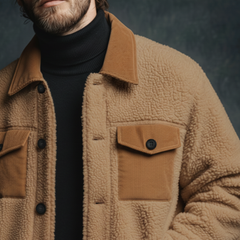 Men's Classic Casual Collar Pocket Corduroy Button Fleece Jacket MTA0187K0K