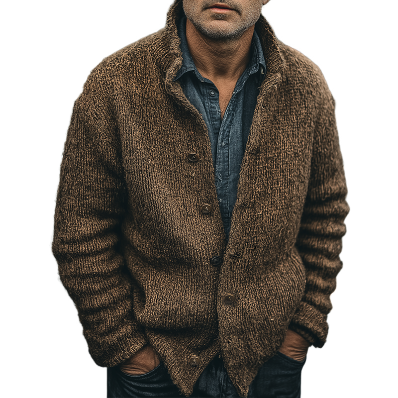 Men's Retro Casual Stand Collar Button Cardigan MTA2698K1TO