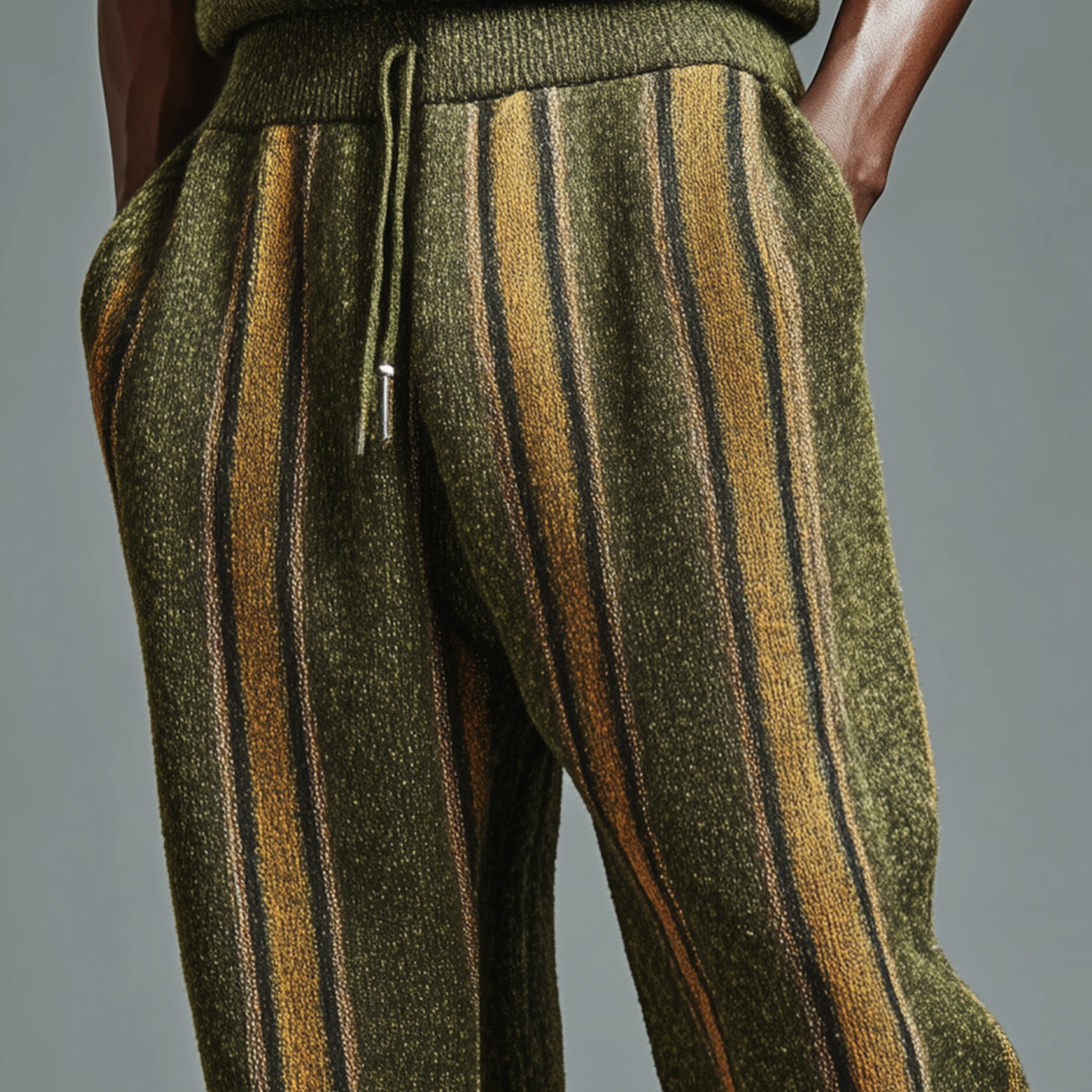 Men's Classic Casual Striped Elastic Waist Knit Pants MTA0653K4K