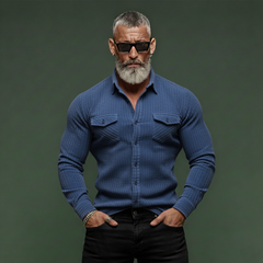 Men's Classic Casual Corduroy Slim Fit Long-Sleeve Shirt MTA1489K4K