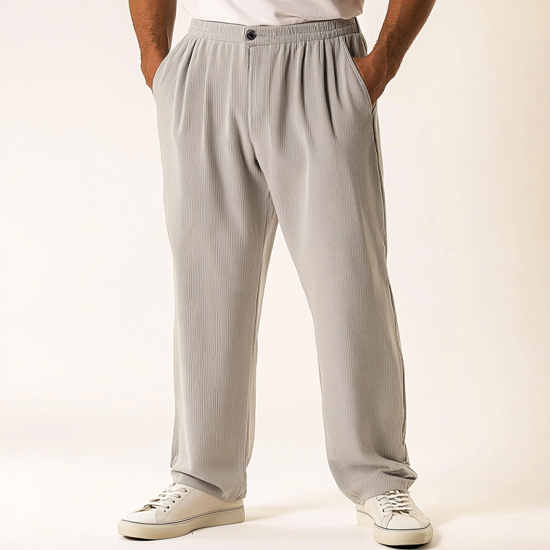 Men's Textured Striped Loose-fitting Straight-leg Trousers MTA2619K0X