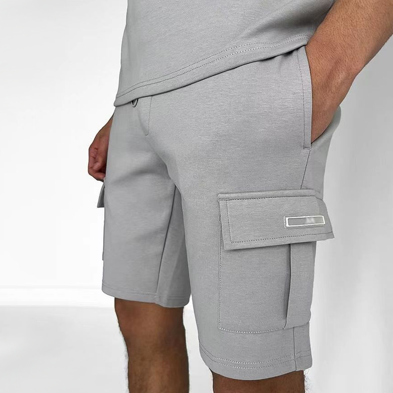 Men's Solid Round Neck Short Sleeve T-shirt Shorts Sports Casual Set 25986168Z