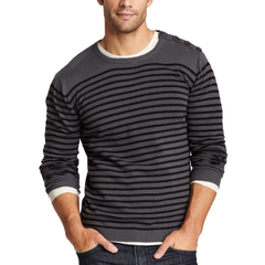 Men's Simple Striped Cotton Yarn Knit Button-Up Thin Sweater MTA1115K5P