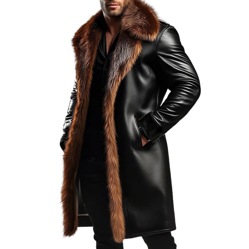 Men's Retro Casual Fur Collar PU Jacket MTA1167K6TO