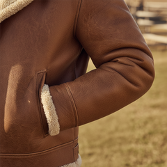 Men's Winter Retro Faux Leather Fleece Lined Zip-Up Jacket MTA0501K8P