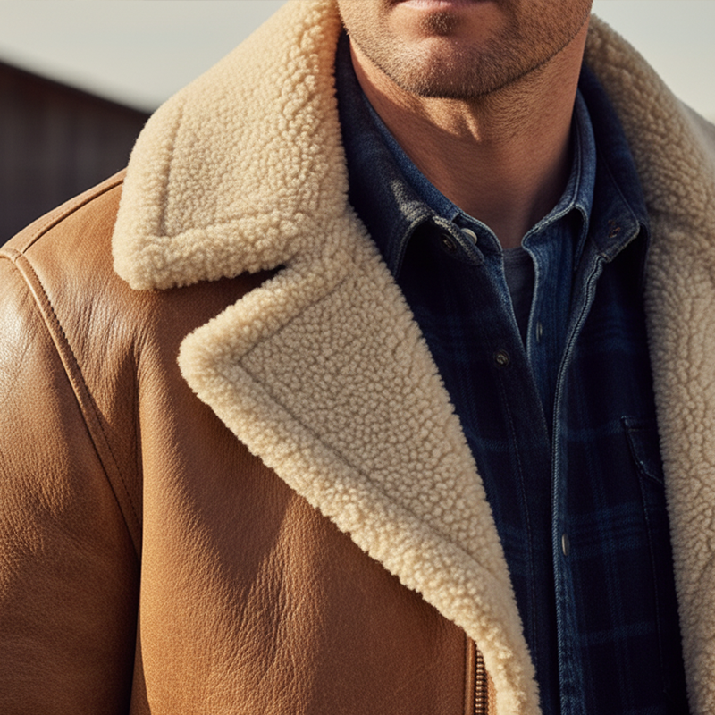 Men's Winter Retro Faux Leather Fleece Lined Zip-Up Jacket MTA0501K8P