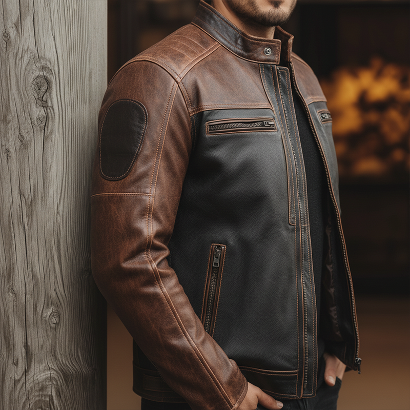 Men's Winter Retro Texture PU Faux Leather Motorcycle Jacket MTA2354J5P