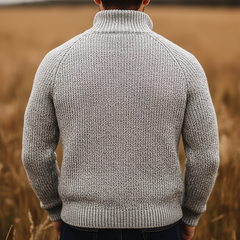 Men's Simple Retro Cotton Yarn Knit Half-Zip Slim Fit Sweater MTA1160K4P