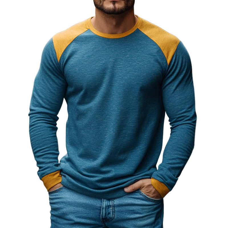 Men's Cotton Blend Crew Neck Long-sleeved T-shirt MTA0406L7X