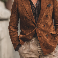 Men's Retro Faux Suede Lapel Blazer MTA1789K6X