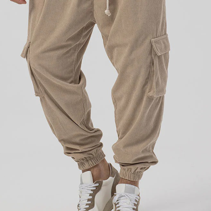 Men's Corduroy Solid Color Elastic Waist Jogger Pants MTA2656K9X