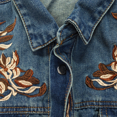 【24-hour shipping out】Men's Western Cowboy Style Embroidered Lapel Chest Pocket Long Sleeve Denim Shirt 00380923Z