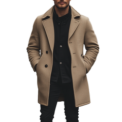 Men's Winter Retro Textured Faux Wool Mid-Length Coat MTA1576K1P