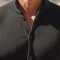 Men's Simple Solid Color Slim Fit Cotton Yarn Knit Button Cardigan MTA2137K5P