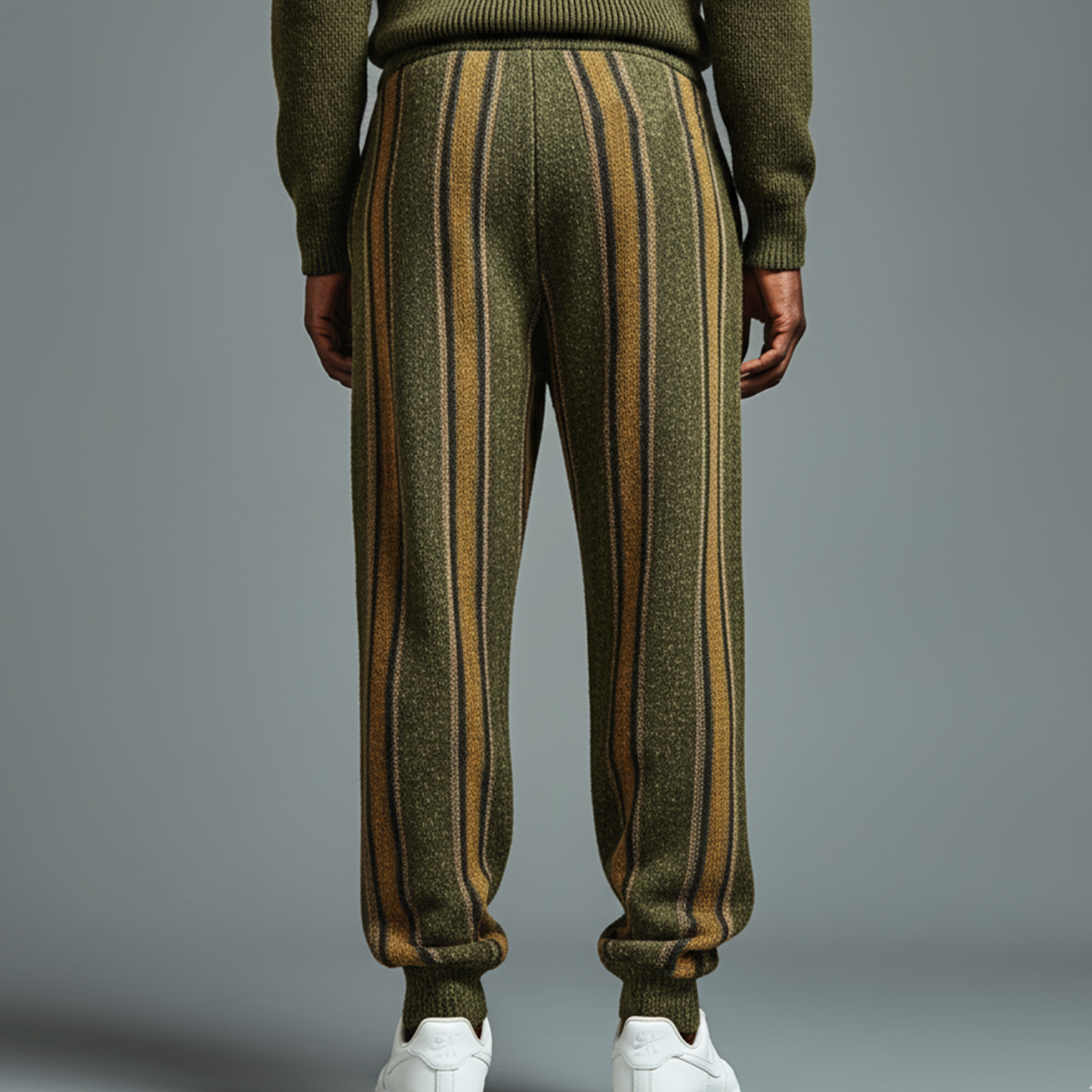 Men's Classic Casual Striped Elastic Waist Knit Pants MTA0653K4K