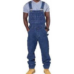 Men's Casual Washed Denim Multi-pocket Loose Overalls 89142810M