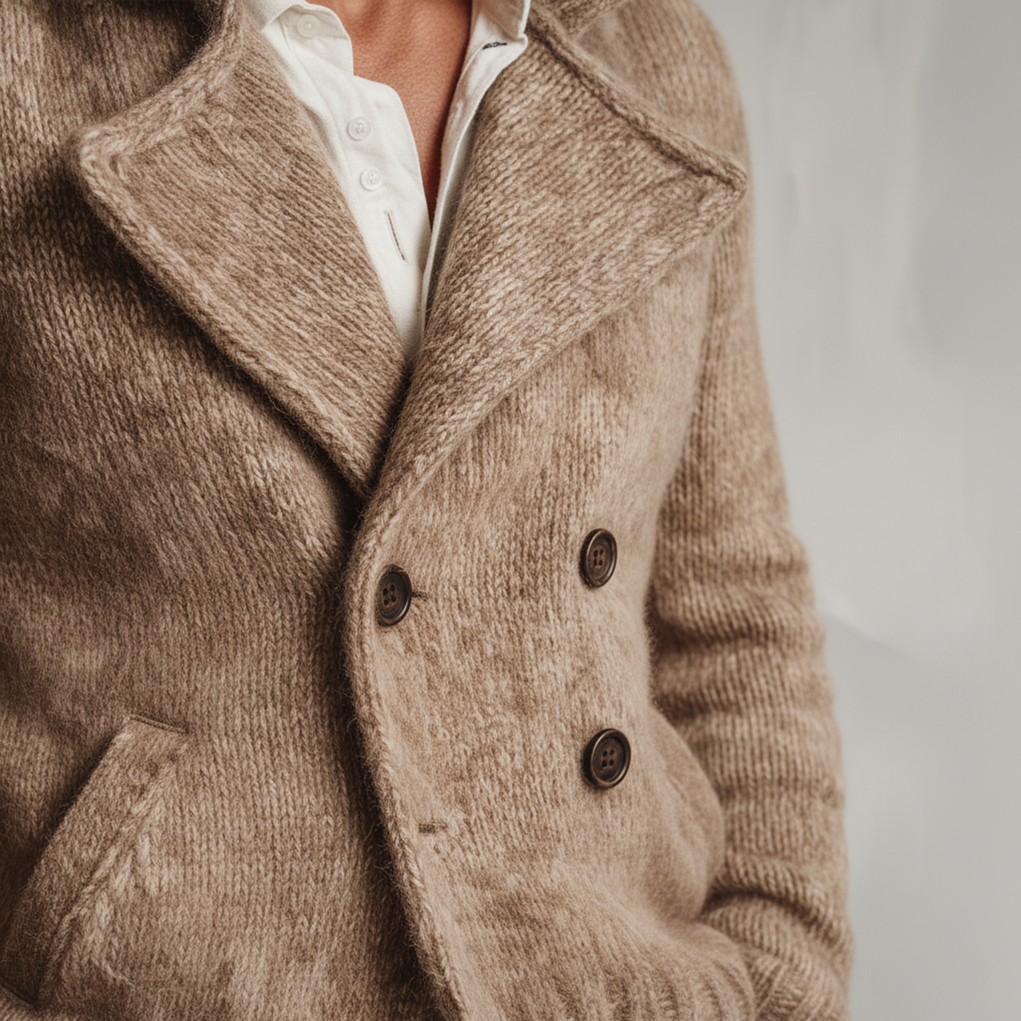 Men's Classic Retro Tough Style Double-breasted Lapel Knitted Cardigan MTA1034J7K