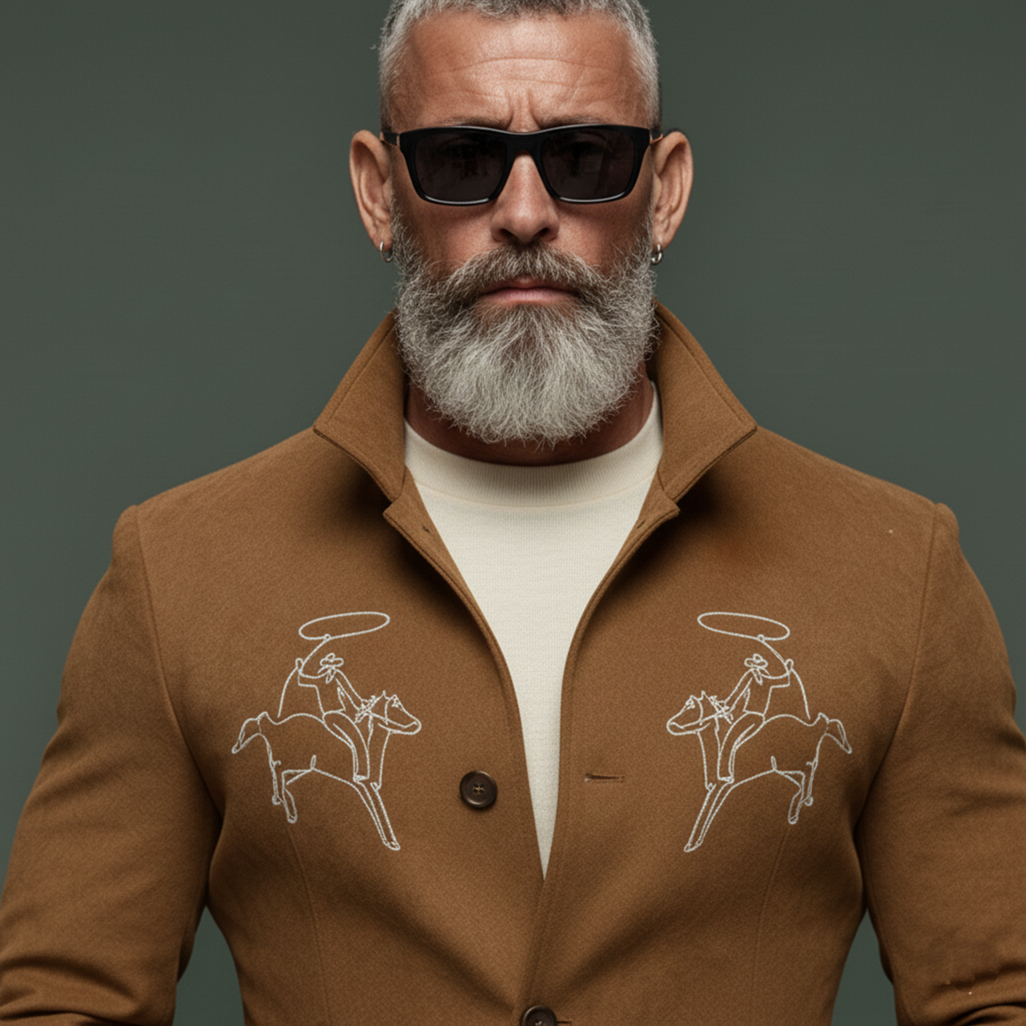 Men's Classic Retro Stand-up Collar Embroidered Faux Suede Slim Fit Jacket MTA1061K1K