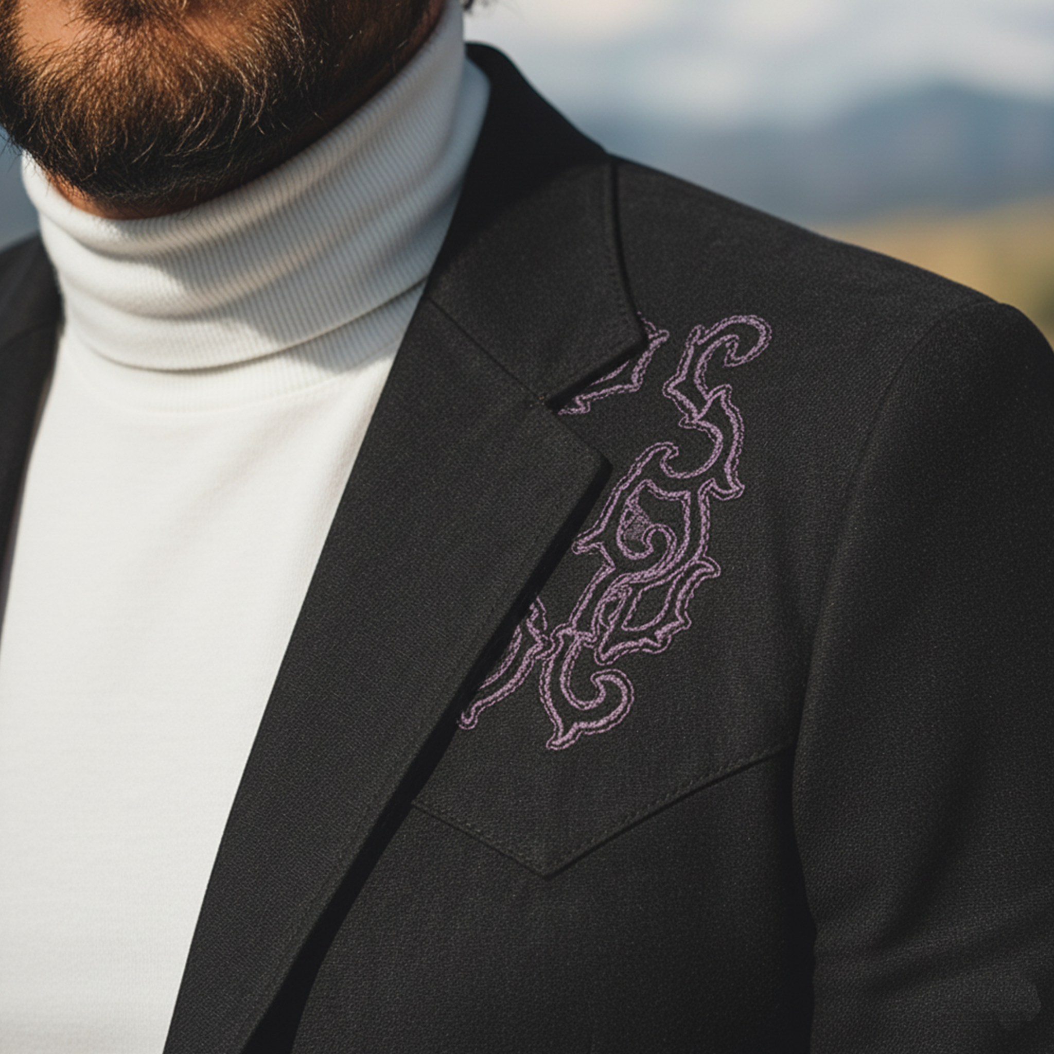 Men's Classic Retro Western Style Embroidered Faux Suede Blazer MTA1055K2K