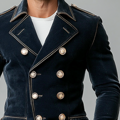 Men's Matte Velvet Lapel Double-Breasted Jacket MTA0743K3X