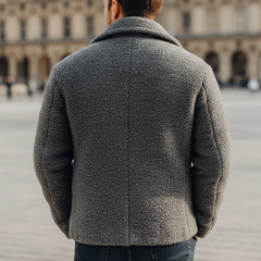 Men's Winter Urban Gray Warm Faux Lambskin Button Jacket MTA1766K1U