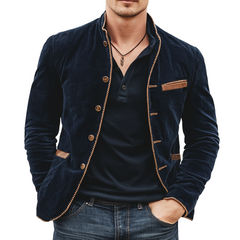 Men's Retro Corduroy Stand Collar Multi-Button Jacket MTA0886K0U