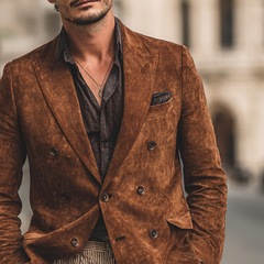 Men's Retro Faux Suede Lapel Blazer MTA1789K6X