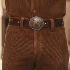 Men's Retro Minimalist Corduroy Long-Sleeved Jumpsuit (Belt Not Included) MTA0183K3P