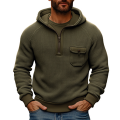 Men's Solid Color Waffle Texture Patchwork Hoodie MTA2053K9X