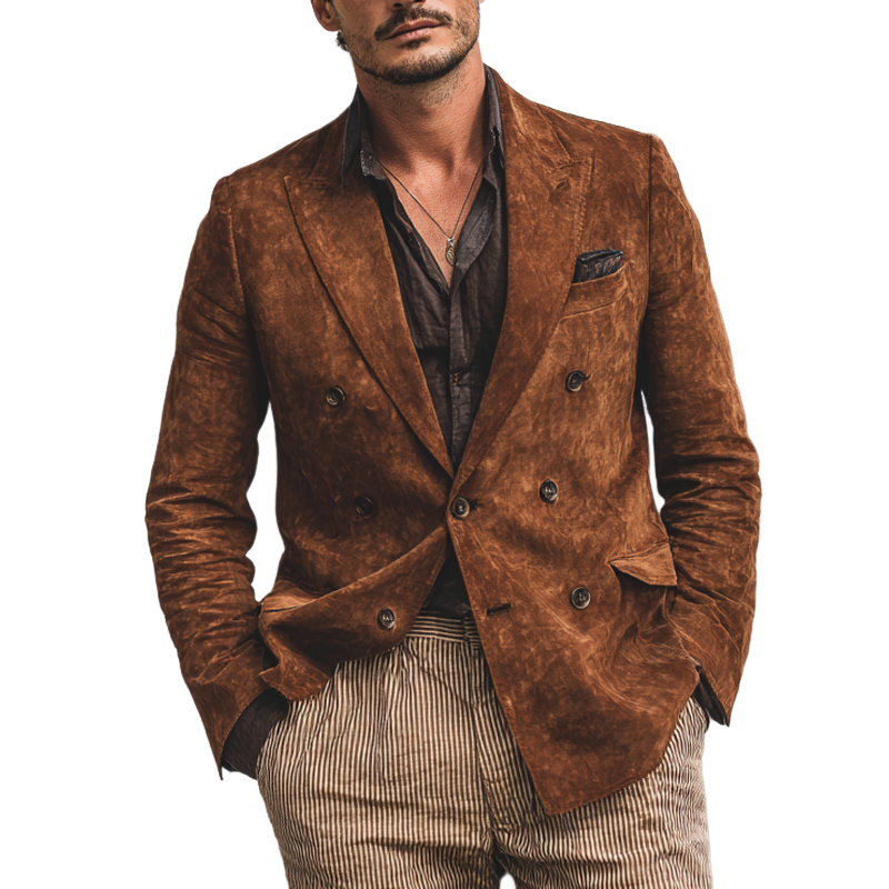 Men's Retro Faux Suede Lapel Blazer MTA1789K6X