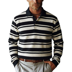 Men's Striped Casual Long-sleeved Polo Shirt MTA0126K5X