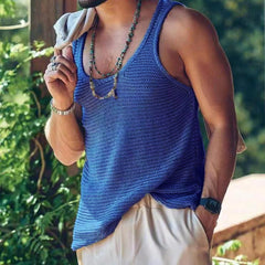 Men's Casual Solid Color Knitted Tank Top 55936533Y