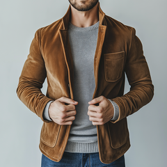 Men's Retro Casual Faux Suede Stand Collar Jacket MTA1006K1TO