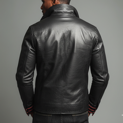 Men's Urban PU Leather Slim Fit Button Jacket MTA1206K2U