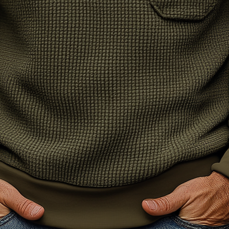 Men's Solid Color Waffle Texture Patchwork Hoodie MTA2053K9X