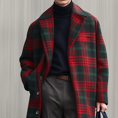 Men's Retro Casual Plaid Print Overcoat MTA2099K6TO