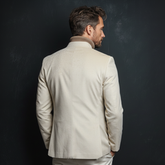 Men's Classic Retro Stand-up Collar Faux Velvet Single-breasted Jacket MTA1039K6K