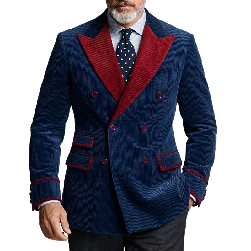 Men's Retro Patchwork Corduroy Lapel Blazer MTA0451L0X