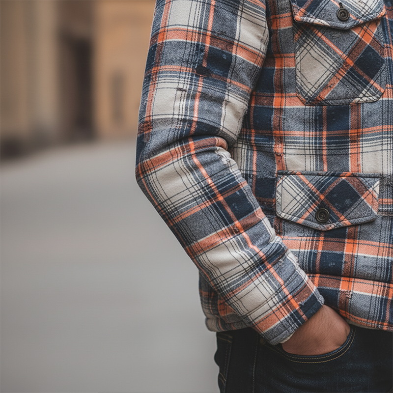 Men's Winter Retro Distressed Plaid Hooded Warm Jacket MTA1062K4P