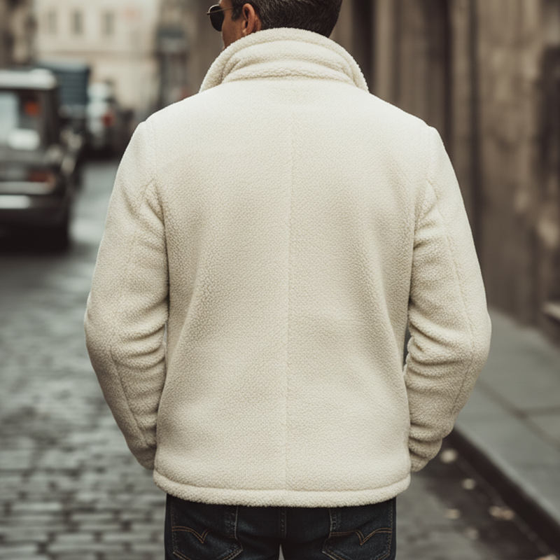 Men's Winter Classic Off-White Double-Breasted Fleece Jacket MTA0458K7U