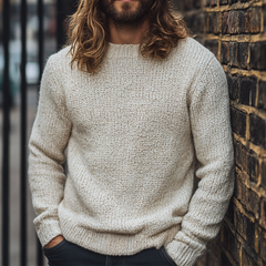 Men's Solid Color Crew Neck Pullover Knit Sweater MTA0179L2X